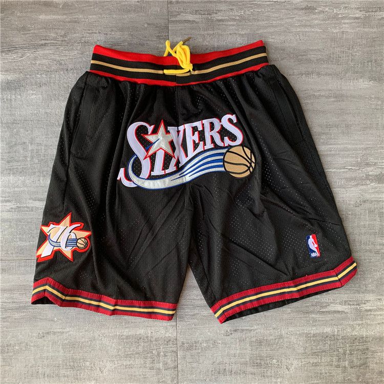 Men NBA 2021 Philadelphia 76ers Black Shorts 1